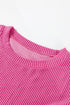 Corded Textured Casual Long Sleeve Short Set