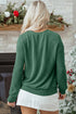 Corded Textured Graphic Print Long Sleeve Pullover Top