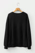 Corded Textured Graphic Print Long Sleeve Pullover Top