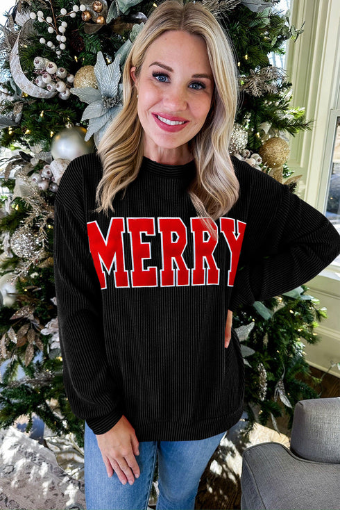 Corded Textured Graphic Print Long Sleeve Pullover Top
