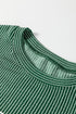 Corded Textured Graphic Print Long Sleeve Pullover Top