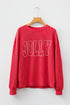 Corded Textured Graphic Print Long Sleeve Pullover Top