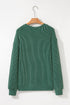 Corded Textured Graphic Print Long Sleeve Pullover Top