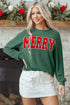 Corded Textured Graphic Print Long Sleeve Pullover Top