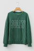 Corded Textured Graphic Print Long Sleeve Pullover Top