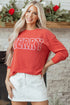 Corded Textured Graphic Print Long Sleeve Pullover Top