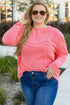 Corded Textured Solid Ribbed Long Sleeve Top