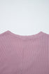 Corded Textured V Neck Drop Shoulder Plus Size Tee