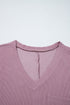 Corded Textured V Neck Drop Shoulder Plus Size Tee