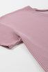Corded Textured V Neck Drop Shoulder Plus Size Tee