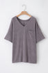 Corded Textured V Neck Drop Shoulder Plus Size Tee