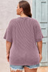 Corded Textured V Neck Drop Shoulder Plus Size Tee