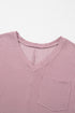 Corded Textured V Neck Drop Shoulder Plus Size Tee