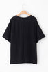 Corded Textured V Neck Drop Shoulder Plus Size Tee