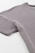 Corded Textured V Neck Drop Shoulder Plus Size Tee
