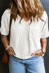 Corded Textured V Neck Drop Shoulder Plus Size Tee