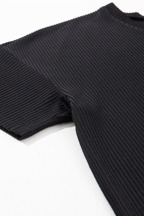Corded Textured V Neck Drop Shoulder Plus Size Tee