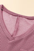 Corded Textured V Neck Drop Shoulder Plus Size Tee
