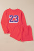 Corded Twisted Rib Number Print Long Sleeve Graphic Set