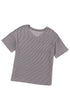 Corded V Neck Short Sleeve Loose Fit Pocket Tee