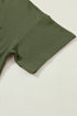 Corded V Neck Short Sleeve Loose Fit Pocket Tee