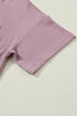 Corded V Neck Short Sleeve Loose Fit Pocket Tee