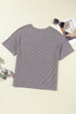 Corded V Neck Short Sleeve Loose Fit Pocket Tee