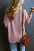 Corded V Neck Short Sleeve Loose Fit Pocket Tee
