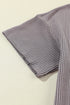 Corded V Neck Short Sleeve Loose Fit Pocket Tee