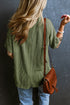 Corded V Neck Short Sleeve Loose Fit Pocket Tee