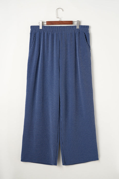 Corded V Neck Tee And Wide Leg Loungewear