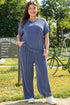 Corded V Neck Tee And Wide Leg Loungewear