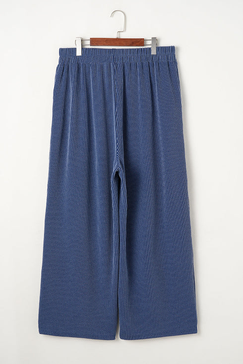 Corded V Neck Tee And Wide Leg Loungewear