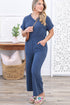 Corded V Neck Tee And Wide Leg Loungewear