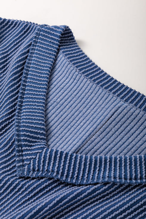 Corded V Neck Tee And Wide Leg Loungewear