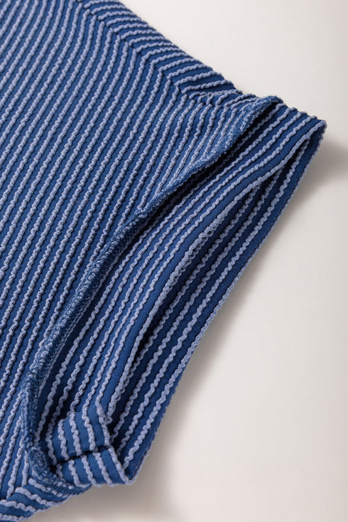 Corded V Neck Tee And Wide Leg Loungewear