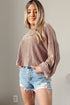 Cording Drop Shoulder Puff Sleeve Casual Blouse