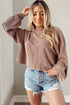 Cording Drop Shoulder Puff Sleeve Casual Blouse
