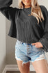 Cording Drop Shoulder Puff Sleeve Casual Blouse