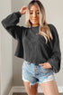 Cording Drop Shoulder Puff Sleeve Casual Blouse