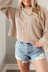 Cording Drop Shoulder Puff Sleeve Casual Blouse
