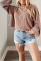 Cording Drop Shoulder Puff Sleeve Casual Blouse