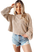 Cording Drop Shoulder Puff Sleeve Casual Blouse