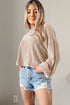 Cording Drop Shoulder Puff Sleeve Casual Blouse