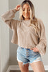 Cording Drop Shoulder Puff Sleeve Casual Blouse