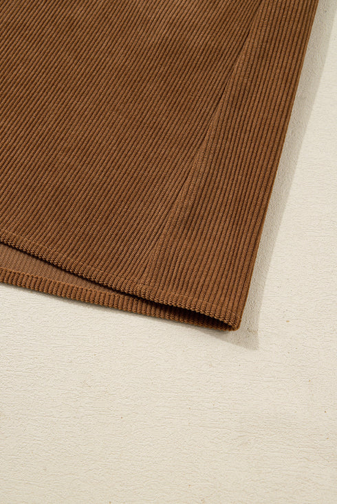 Corduroy Button Front Collared Babydoll Mini Dress