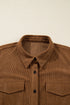 Corduroy Button Front Collared Western A Line Mini Dress