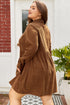 Corduroy Button Front Collared Western A Line Mini Dress