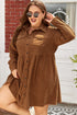 Corduroy Button Front Collared Western A Line Mini Dress