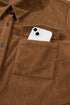 Corduroy Button Front Collared Western A Line Mini Dress